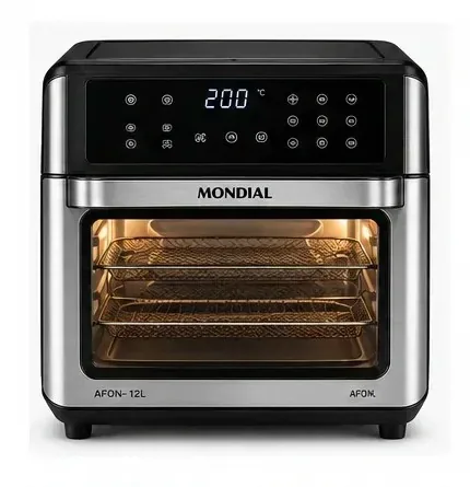 Air fryer Mondial Oven 12L modelo AFON-12L, forno grande com porta de vidro e capacidade para família
