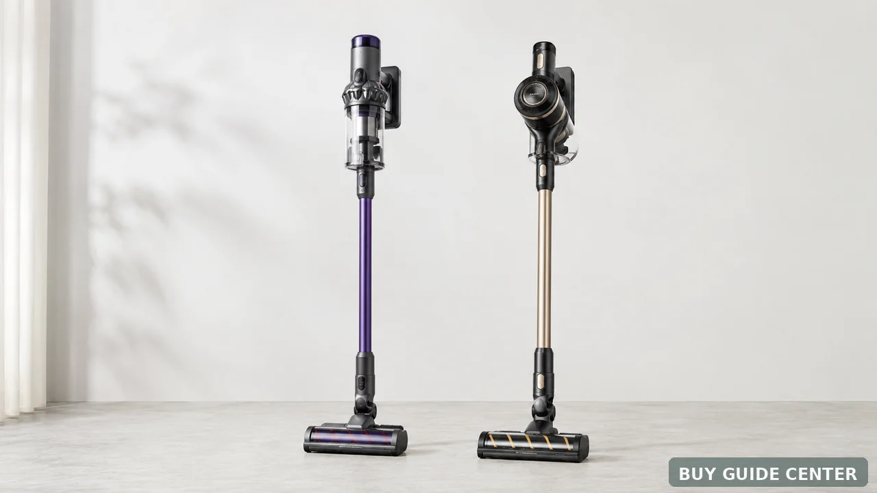 Dois aspiradores de pó vertical lado a lado para comparação